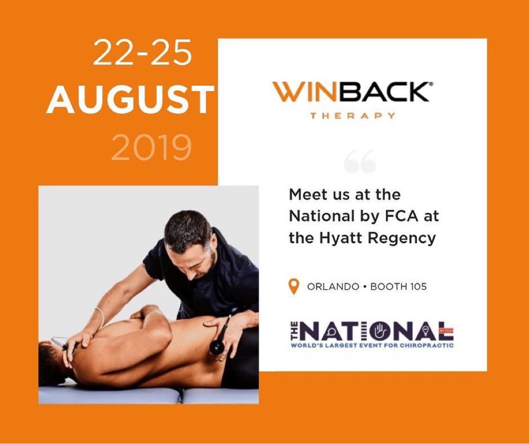 From Thursday to Sunday, we will be in Orlando for the National by FCA at Hyatt Regency ! 
Come at booth 105 to meet us and discover how Winback energy can improve your daily practice 👍
#tecar #winback #chiropractic #sportsmedicine #rehab #recovery #innovations #physicaltherapy