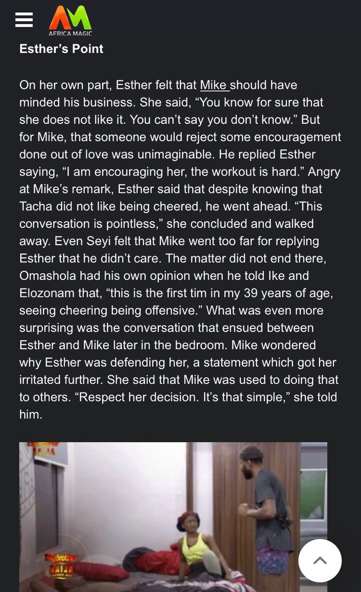 GodmotherOlori's tweet photo. We only spread positive vibes from #TeamMike .Stop believing viral tweets without verifying. Mike this, Mike that, he’s been called unprintable names today, when all he was doing was encouraging a fellow housemate.  Incase you missed the action, you can read about it. #bbnaija https://t.co/a0DMu6mJq5
