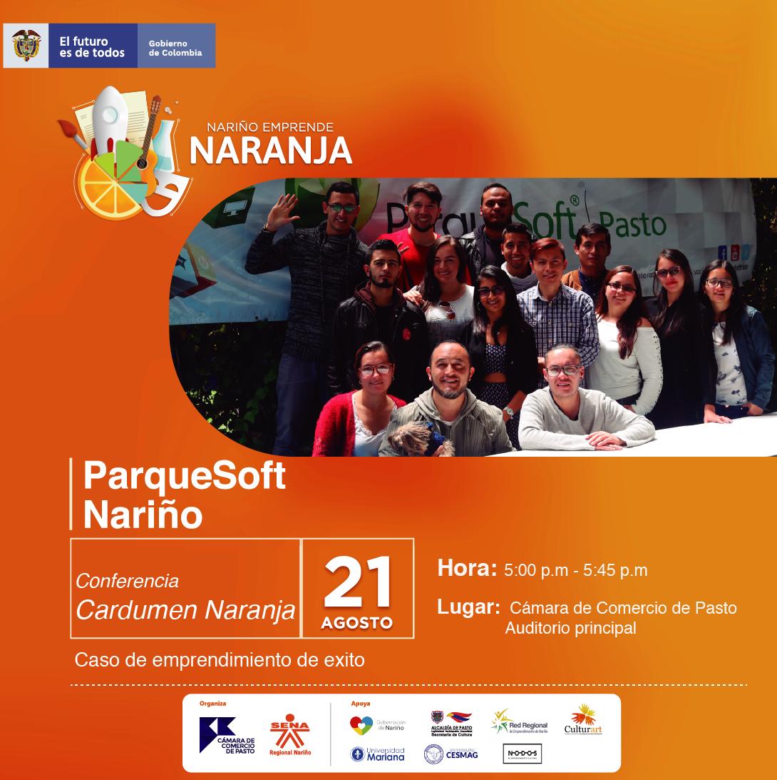 ParqueSoftNar's tweet photo. Participa de toda la programación del miércoles 21 de agosto y de la conferencia: Cardumen Naranja 🍊(5:00 a 5:45 p.m.), junto a los emprendedores naranjas de POETA #YouthSpark #ParqueSoftNariño Gracias a los organizadores  @SENANarino @gobnarino @UMarianaPasto @alcaldiapasto https://t.co/e03hjpYdsx