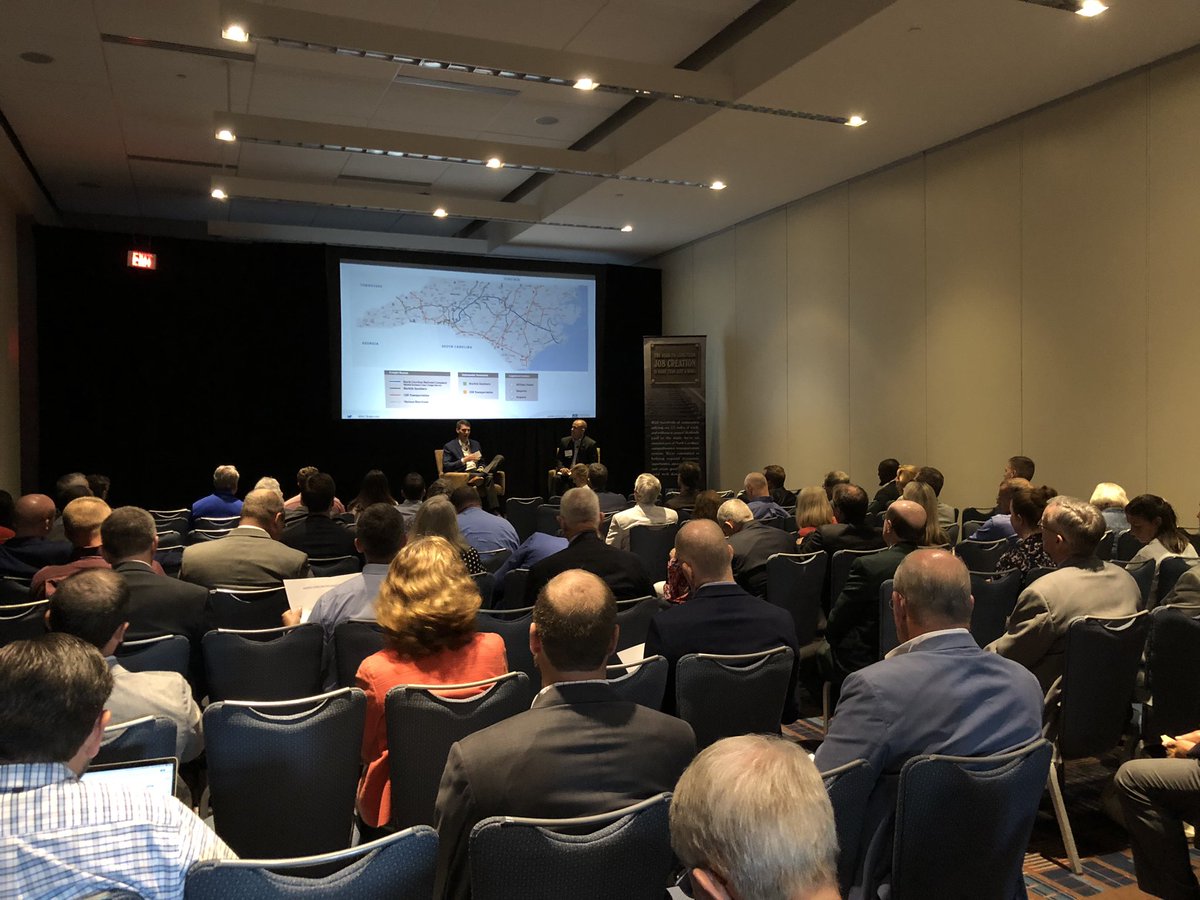 NCRailroad's tweet photo. We’ve got @CSX and @nscorp sharing the stage to discuss how to market your rail-served industrial sites during Rail Pitch, Ready: How to best sell your community’s rail-served industrial sites and buildings breakout session. #progressinmotion2019 https://t.co/FIIB6ntPPe