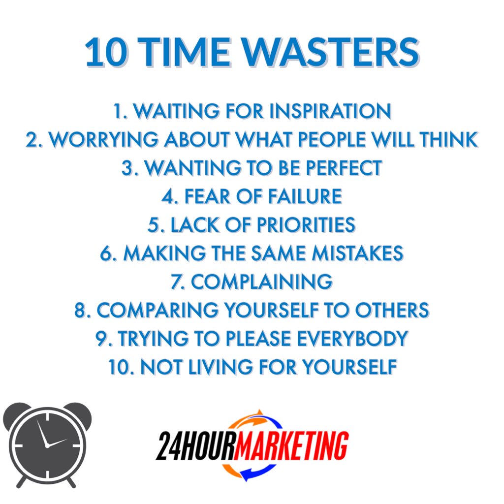 24HRMarketing's tweet photo. Imagine how many things on this list you’re currently doing in your life and how you’d be more productive if you spend your time and energy on them. The time for change and growth is now. #24HRM #LetsBuild #LIV24 #Value #Time #Learn #Grow #Achieve #Success https://t.co/5AMibZSsej