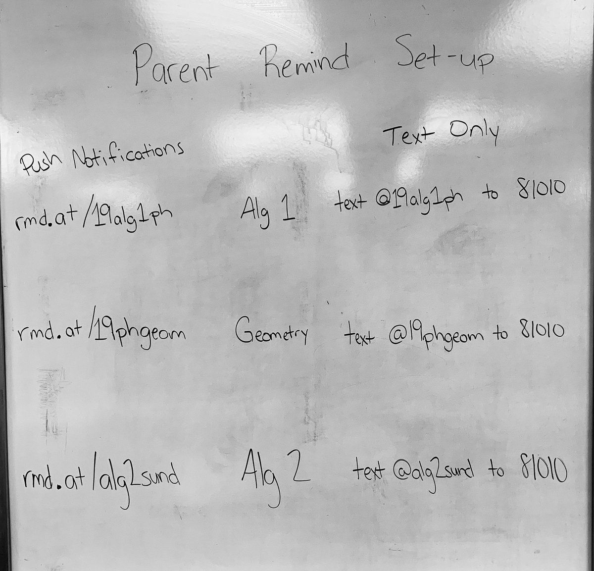 Parents of students in Mr. Sunderman’s math classes - if you want to messages through the remind app or texts this school year, see the information in the picture to sign up for your child’s class. Questions can be emailed or left in the comments