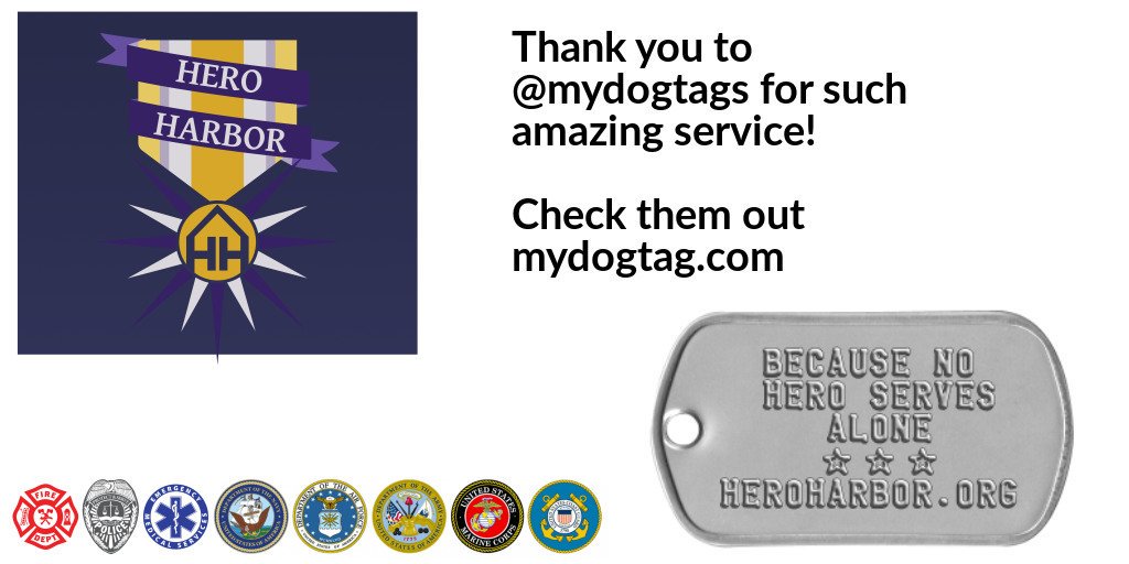 HeroHarbor's tweet photo. @mydogtags #VeteranSuicidePrevention #nonprofit #fundraising #FirstResponders #dogood https://t.co/EtJsgPTM6l