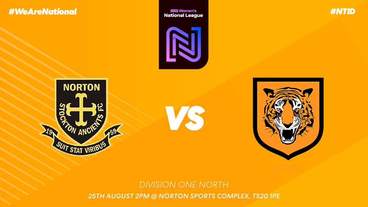 NortonLadies's tweet photo. 🔶Sunday 25th August⚫️
⌚️ 2pm
🆚@HullCityLFC 
🏆@FAWNL Cup
📍 Norton Sports Complex, TS20 1PE
💷 £2 Adults, Concessions Free https://t.co/uK47s8xWxS