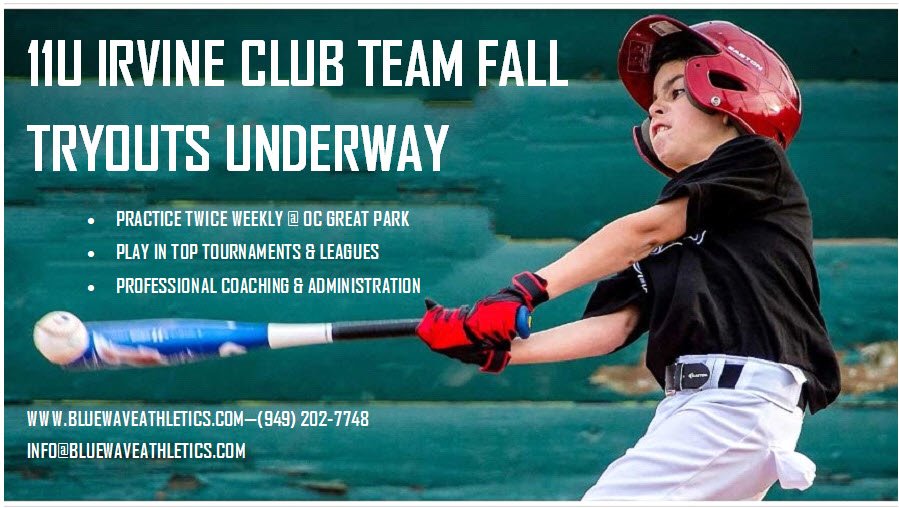 Tryouts underway for new 11U team with standout young coach Ricky Navarro taking place at OC Great Park in Irvine. Signup now! bit.ly/2KSlr3y