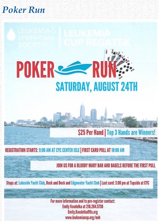 Hello All, 
Let’s hit the water this Saturday, play poker &amp; raise some money for LLS &amp; Cancer Research! Details below! 
You don’t need a boat!(we will find a spot for you on someone’s boat) The Weather Looks Great!
Have a Great Day!