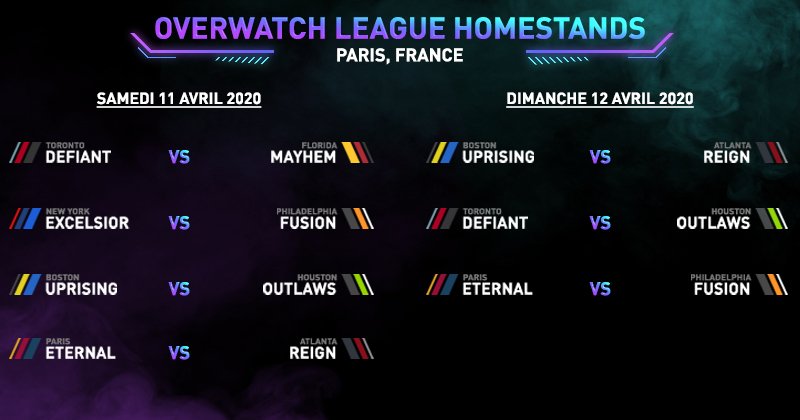 Recall_GG's tweet photo. [ Overwatch ]

Récapitulatif des dates, des matchs et des équipes qui s'affronteront lors des trois #homestands de l'Overwatch League organisés à #Paris 🇫🇷🥖

C'est l'occasion de voir les joueurs de @ParisEternal à domicile 🏡 face à d'autres équipes !

#FiatLux #OWL2020 https://t.co/jpeYNw4Za0
