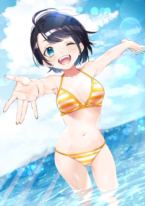 #プロテインザスバル
大空スバルちゃんの水着が待ち遠しすぎてプロモーションとにらめっこしながら描きました!続報はやく～～;;!!✨ 