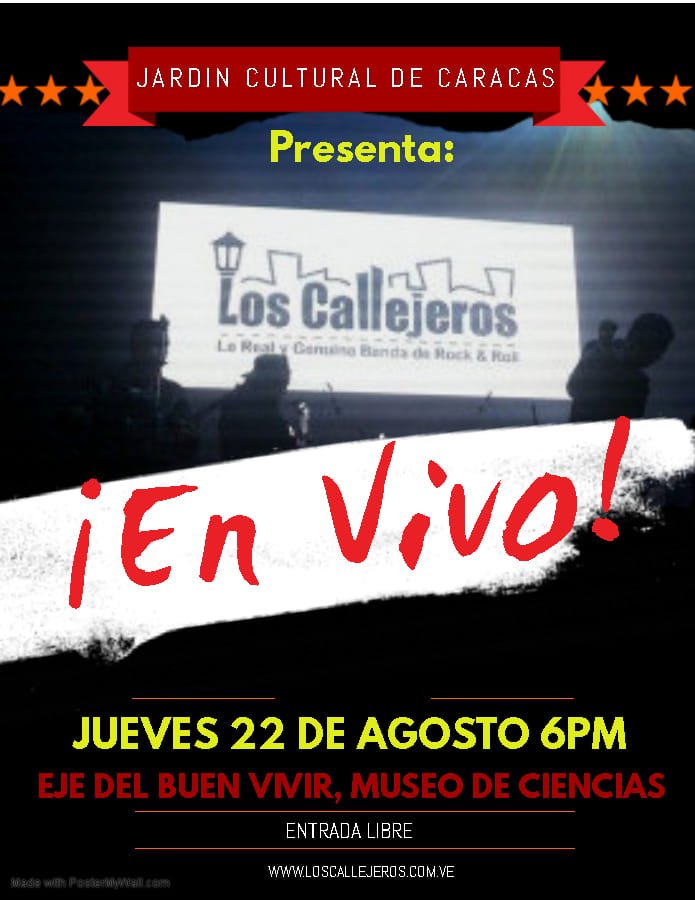 AcaCaracas's tweet photo. #CaracasINFRARROJA callejeando con el rock de #LosCallejeros ESTE JUEVES #22Agosto en el JARDÍN CULTURAL DE CARACAS #BellasArtes #CaracasEsGoce #CaracasEsVida #CaracasEsRock #ElRockEsCultura #Concierto #JardínCulturalDeCaracas #DisfrutaCCS #ViveCCS #ComparteCCS  ENTRADA LIBRE https://t.co/UU91lmoxDU