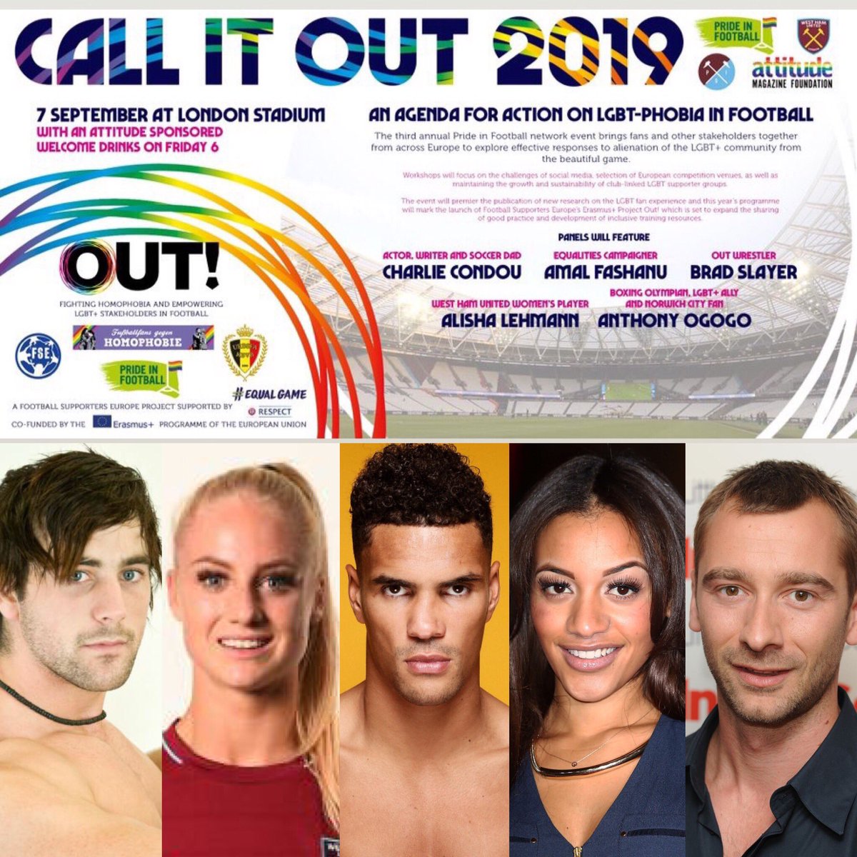 Really looking forward to our friends <a href="/prideinfootball/">Pride in Football 🏳️‍🌈⚽️🏳️‍⚧️</a>’s #CALLITOUT2019 at <a href="/LondonStadium/">London Stadium</a> on Sat 7 Sep - it’s backed by a great line-up of event partners and has a fab round-table panel too! Registration now open so get involved 🙌 #LGBT #football

⚽️🏳️‍🌈👉 callitout2019.eventbrite.co.uk