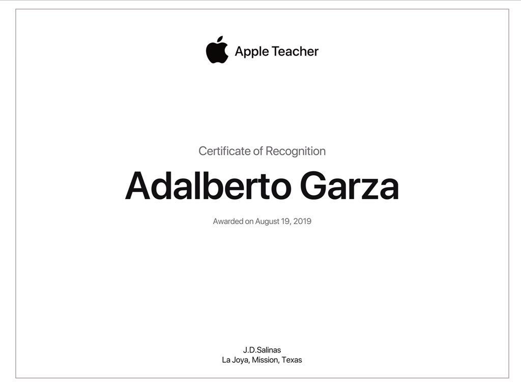 AGarz1313's tweet photo. Finally Apple Certified 👍🏽
@WEAREJD @n15ortiz @lajoyaisd @LaJoyaISDEdTech @AppleEDU #WEAREJD https://t.co/flCWDnmvgR