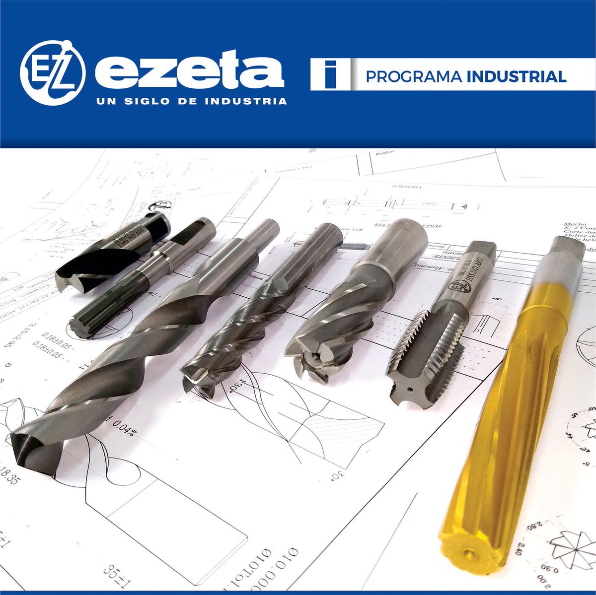 HERRAMIENTAS de CORTE INDUSTRIALES
Brocas de acero rápido  
Brocas de metal duro integral 
Machos de roscar
Fresas de acero rápido y cobalto 
Fresas de metal duro integral 
Alesadores
Mandriles
ezeta.com
#industria #argentina #metalmecanica #mechas