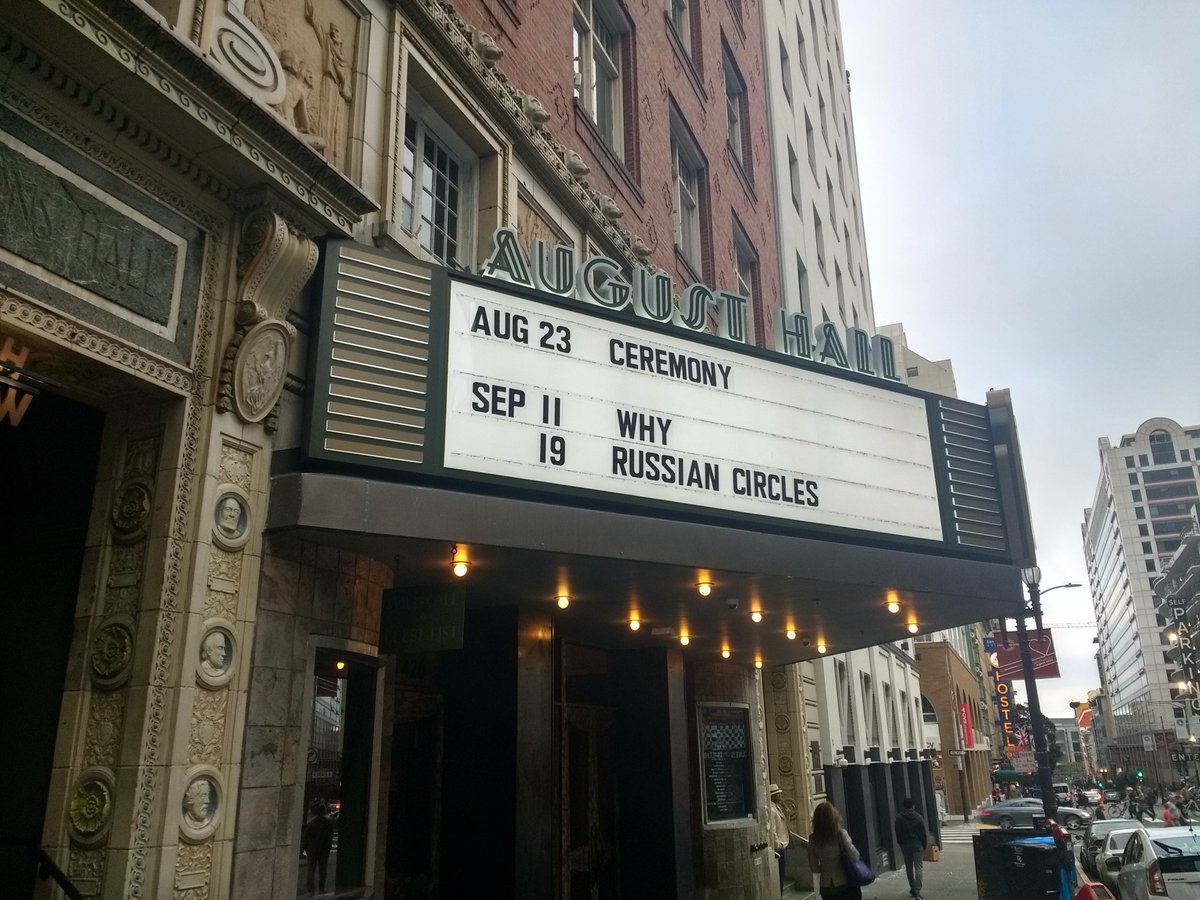 chanarchy's tweet photo. @ceremony @AugustHall_SF @RelapseRecords @ThePissedJeans @marissanadler @choirboyslc @daisrecords @SacredBones You're already on the marquee. See you Friday! (I got my pre-order yesterday too.) https://t.co/goMYpEL8kx