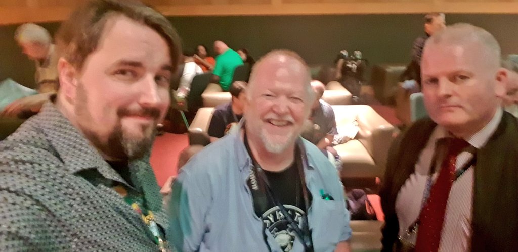 jamesfbrophy's tweet photo. The most fun though was when John found @williamwhiz1 in Martin's Bar to hand over his @GoldenBlasters for Creative Achievement. https://t.co/yansz1s4UX