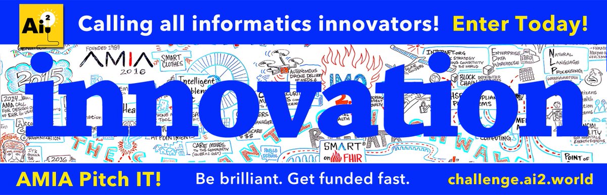 Ai2Innovation's tweet photo. WANT TO CHANGE HEALTHCARE? #AMIA2019 #AMIAPitchIT competition is open! Submit your latest innovation in informatics to compete for $25,000 in prizes. Ai2 is accelerating informatics innovation! Apply today at https://t.co/LEvOuh98w1 https://t.co/7L3KrR3P5x
