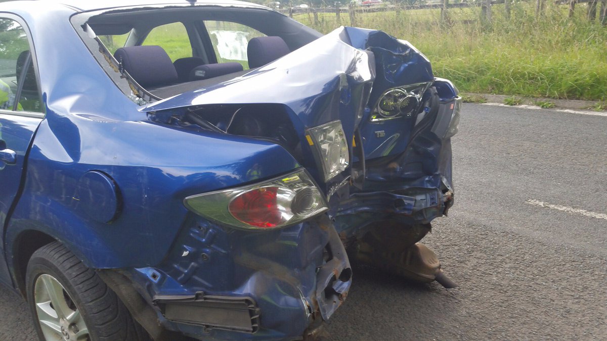 LancsRoadPolice's tweet photo. M6 southbound J34/33 following multiple reports of  drink driver Mazda 6 is seen to collide with signage and then carry on! Car trashed but still moving!!! Car stopped by PS 3029 where female disqualified driver blew 129!! Absolutely disgusting... off to cells! #T1TacOps https://t.co/R5mpCYIwu4