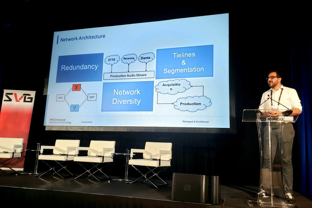 sportsvideo's tweet photo. Establishing an all-IP facility at Telemundo Center? No simple task. A nice walkthrough from Chris Swisher, NBCUniversal's Director of Production Systems Engineering at #SVGip. https://t.co/wbMUVg1OQR