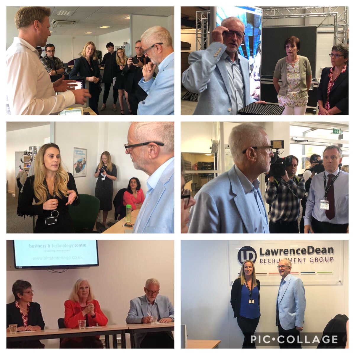 SharonStevenage's tweet photo. Fantastic day welcoming @jeremycorbyn to Stevenage, touring our fab @btcstevenage &amp; visiting businesses, a round table discussion where we covered very diverse topics inc Brexit, Regional Banking, skills &amp; vocational training &amp; a big focus on climate change and sustainability. https://t.co/c1lClOPeDr