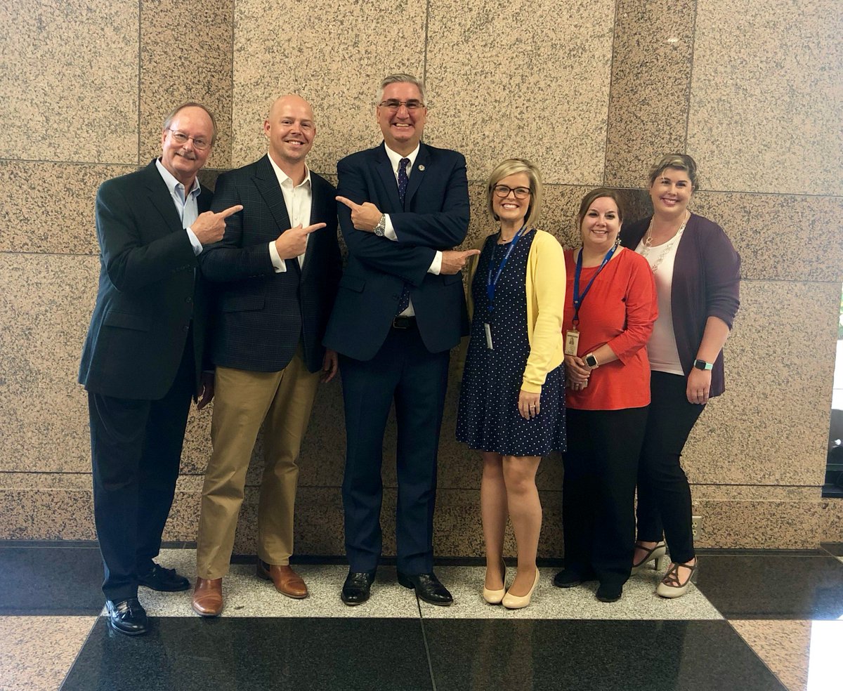 INRevenue's tweet photo. Thank you @GovHolcomb for visiting DOR's Central Office this morning! Our team had a great time updating you on our upcoming launch of #ProjectNextDOR. Stop by anytime! #TopWorkplace #WeAreDOR https://t.co/svy9kezJlM