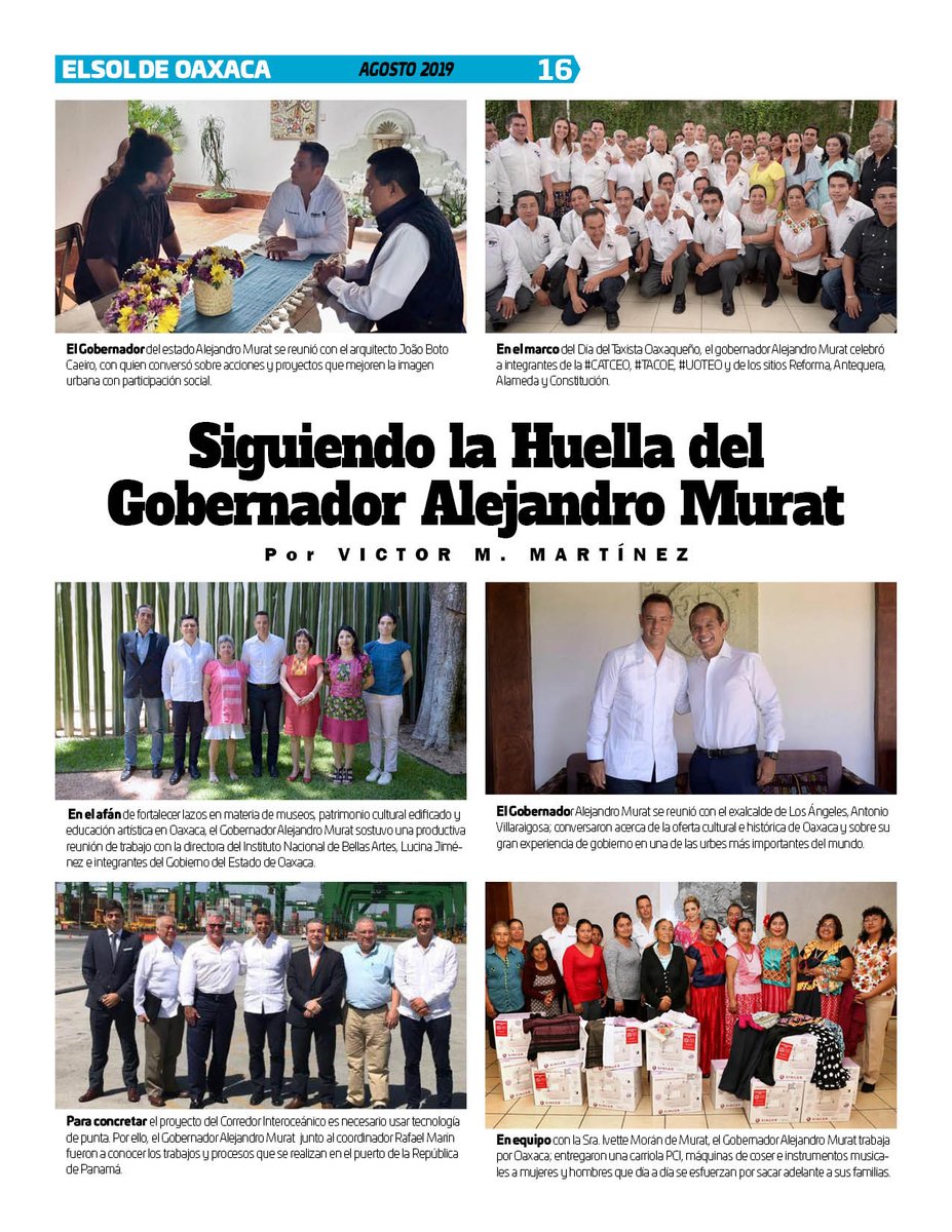 VicManOaxaca's tweet photo. #ElSoldeOaxaca #MesAgosto #Pag16 #Contraportada
* Sección Siguiendo la Huella del gobernador @alejandromurat
// @Alfonso_Mtz_ @GiselaMexico_ @MoisesMolina @chuchougalde1 // https://t.co/JY1Ul6Fk1d