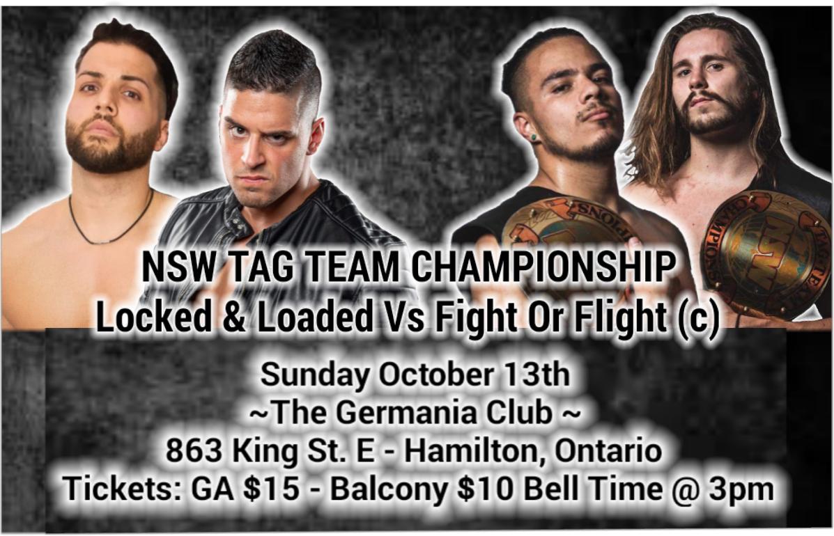 NSWisBACK's tweet photo. After laying down the challenge on the latest #Overload, Locked &amp; Loaded (@ClutchJessie &amp; @_MarkWheeler) will get one more title shot against Fight Or Flight (@FuerzaEsTuPapi &amp; @NotEnoughVaughn) Sunday October 13th 863 King St. E in #HamOnt https://t.co/COKYg7wdwP