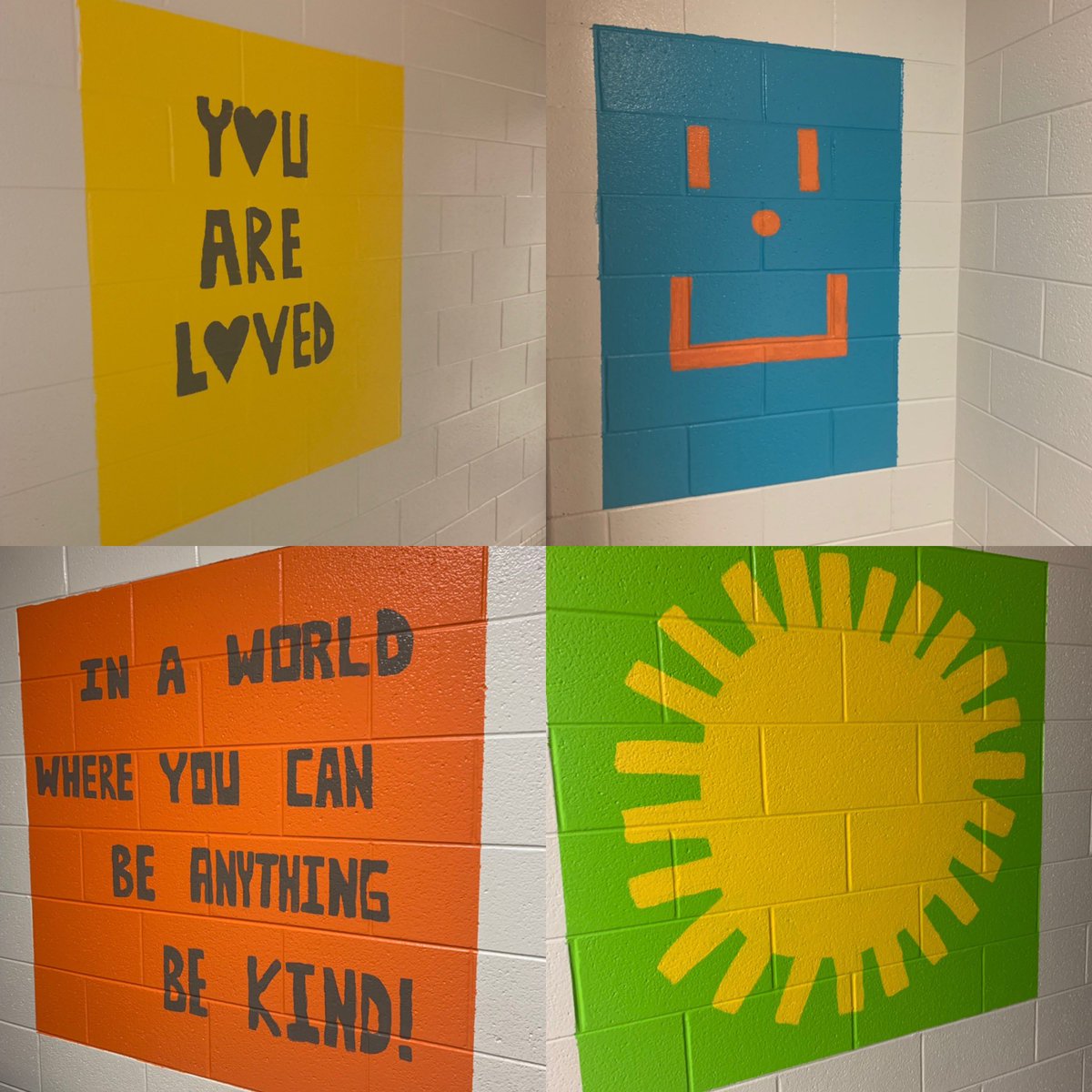 SRESCounseling's tweet photo. This project has tested what is left of my sanity and patience but the bathrooms are finished and just in time for the 19/20 school year! HUGE thanks to my husband (https://t.co/0unguAQRhN) and to @mrs_carlson5 for the vinyl stencil in the girl’s bathroom! https://t.co/iz3xM31ITJ