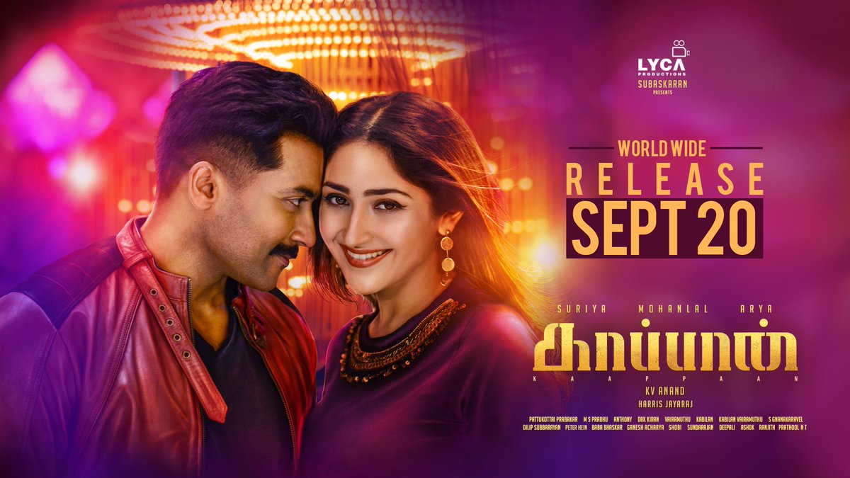 LycaProductions's tweet photo. #KaappaanFestIn1Month  Countdown begins ⌛️

@Suriya_offl @anavenkat @Mohanlal @arya_offl @sayyeshaa @Jharrisjayaraj @bomanirani @thondankani @JaniChiragjani @msprabhuDop @KiranDrk @editoranthony https://t.co/BjV63L0IC5