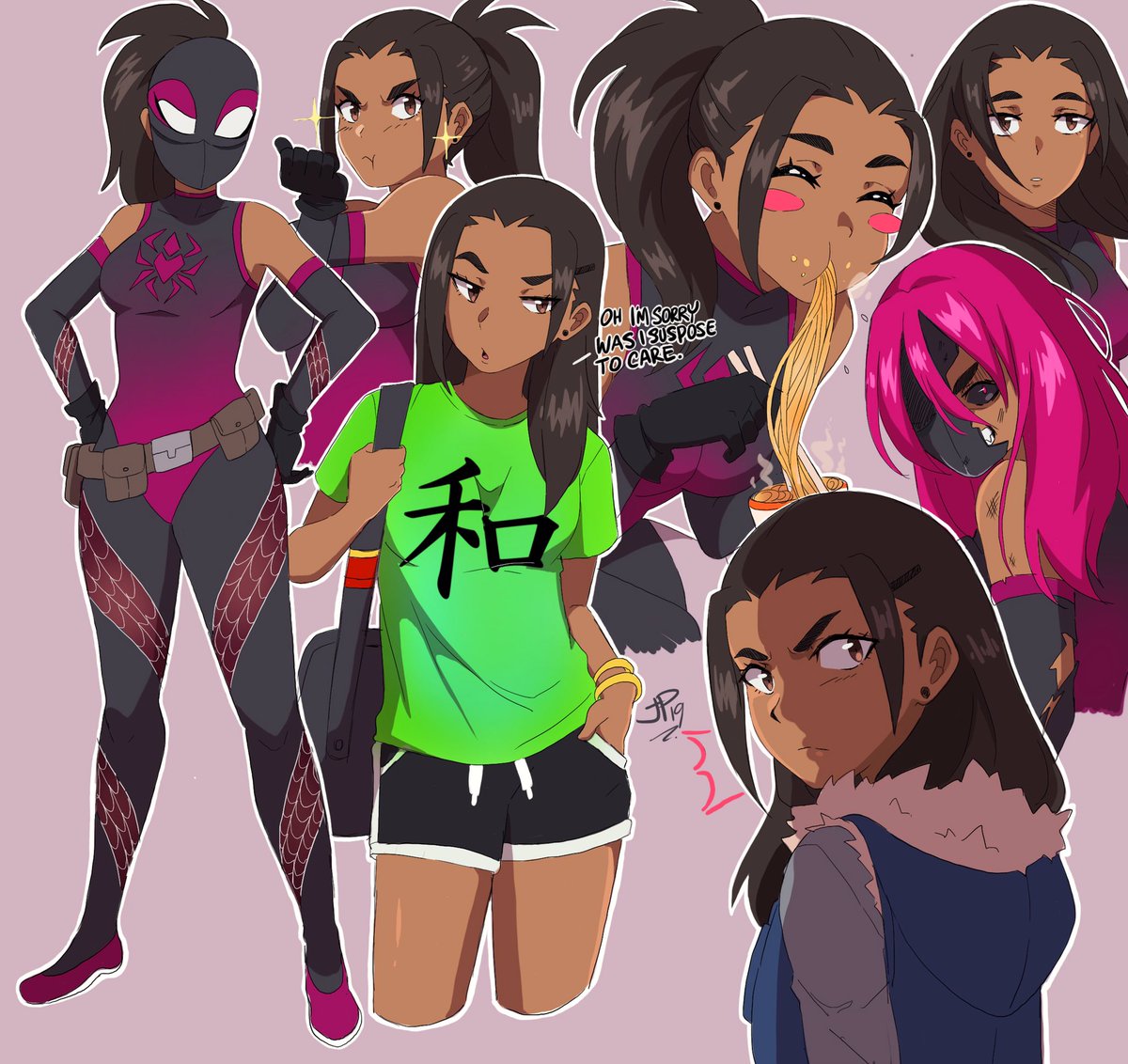 UniverseJac's tweet photo. Spider Rogue character sketches 🕷💜
#spidersona #IntoTheSpiderVerse #drawing https://t.co/OE6E34uiA7