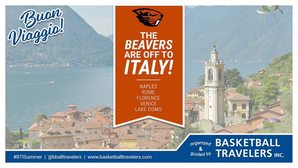 Bballtravelers's tweet photo. Today is the day! @BeaverWBB takes off on a 10 day #foreigntour to Italy. They’ll get to play in amazing cities like Naples, Rome, Florence, Venice and Como - what a trip! Good luck ladies 👊🏻🇮🇹🏀 #BTISummer #Basketball https://t.co/Po1RJRMUeY