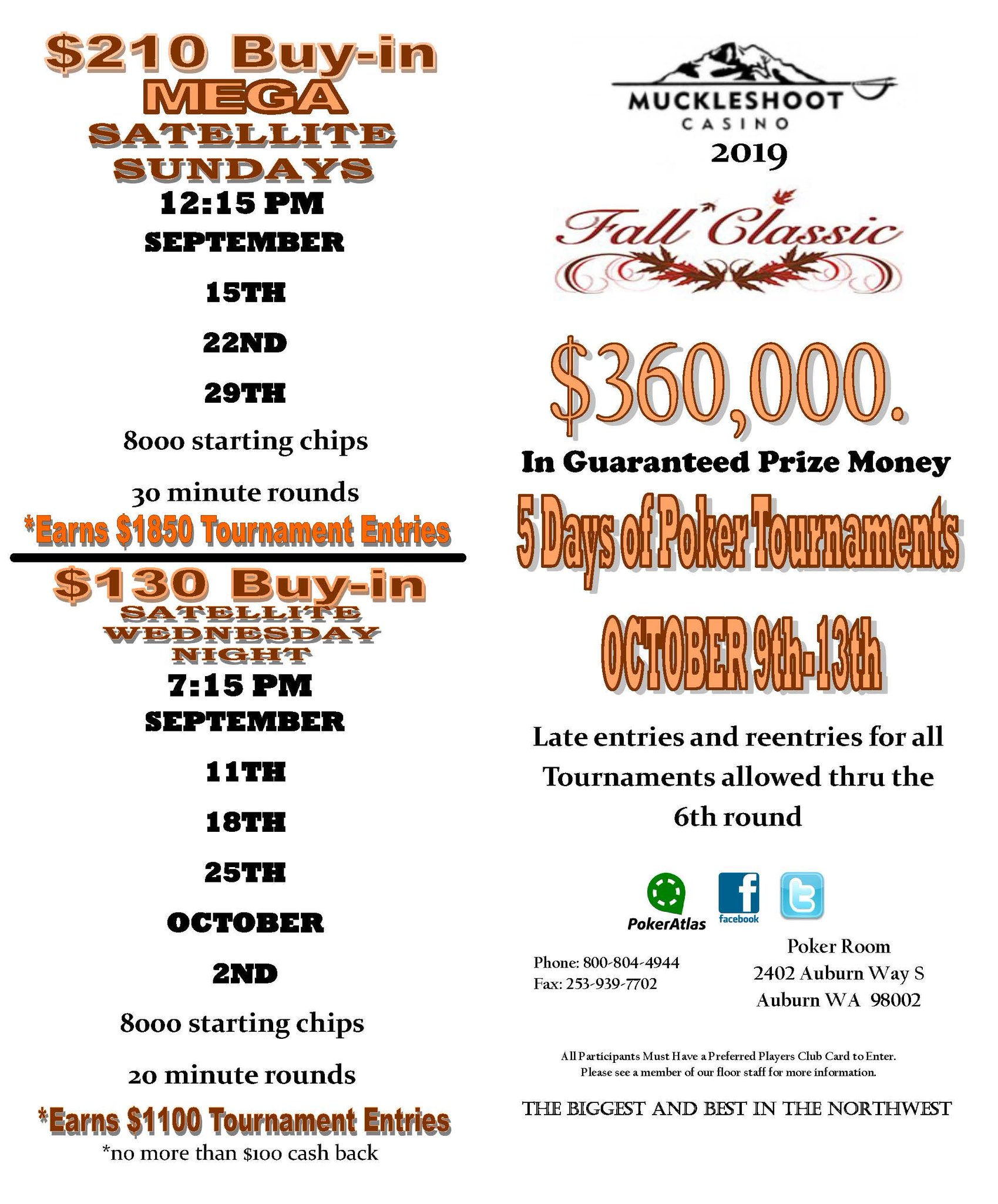 Muckleshoot Casino Resort on Twitter "Poker Fall Classic details! 