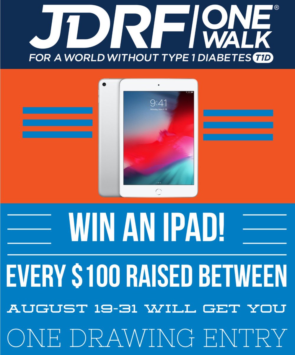 Officially less than 50 days away from our 2019 #JDRFOneWalk on Sunday Oct. 6 at the California State Capitol #Sacramento. Register and raise $100+ now until Aug 31 and be entered to win an iPad! walk.jdrf.org/sacramento