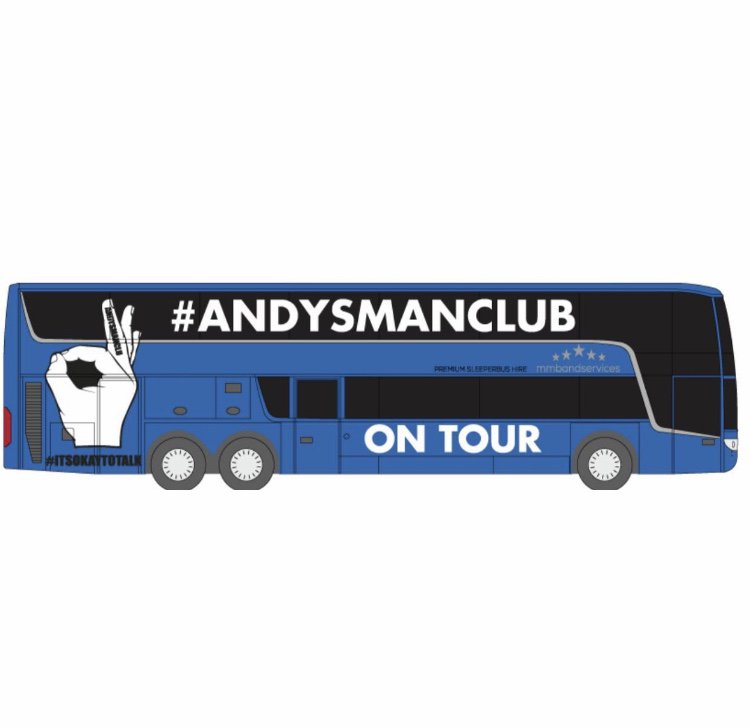 lukeambleruk's tweet photo. BIG NEWS.... 

@andysmanclubuk is going on tour! 

For world suicide prevention day, we are setting of on tour the weekend before to visit all our 21 groups town and cities. 

We’ve got two proper tour buses as sticked up below to take conversations to the streets! https://t.co/oTj4QtNVNZ