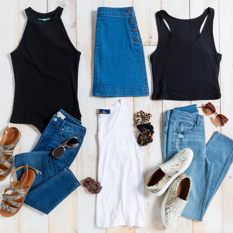 francescas's tweet photo. Everyday basics you can’t live without! 🖤 https://t.co/or31vv3XPq #francescas #basicwear #denim #bodysuit #sneakers #sandals #sunglasses #tanktop https://t.co/wt1hMcHuA9