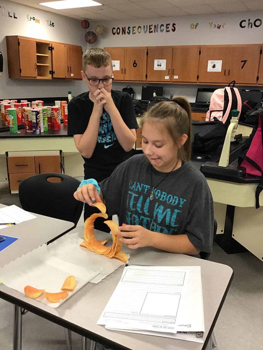 lubbockcooper's tweet photo. Is it lunchtime yet?! These LBMS students are building chip rings as part of a team building and engineering challenge in Ms. Parks’ science class! We're impressed! https://t.co/mpTevEFTEW