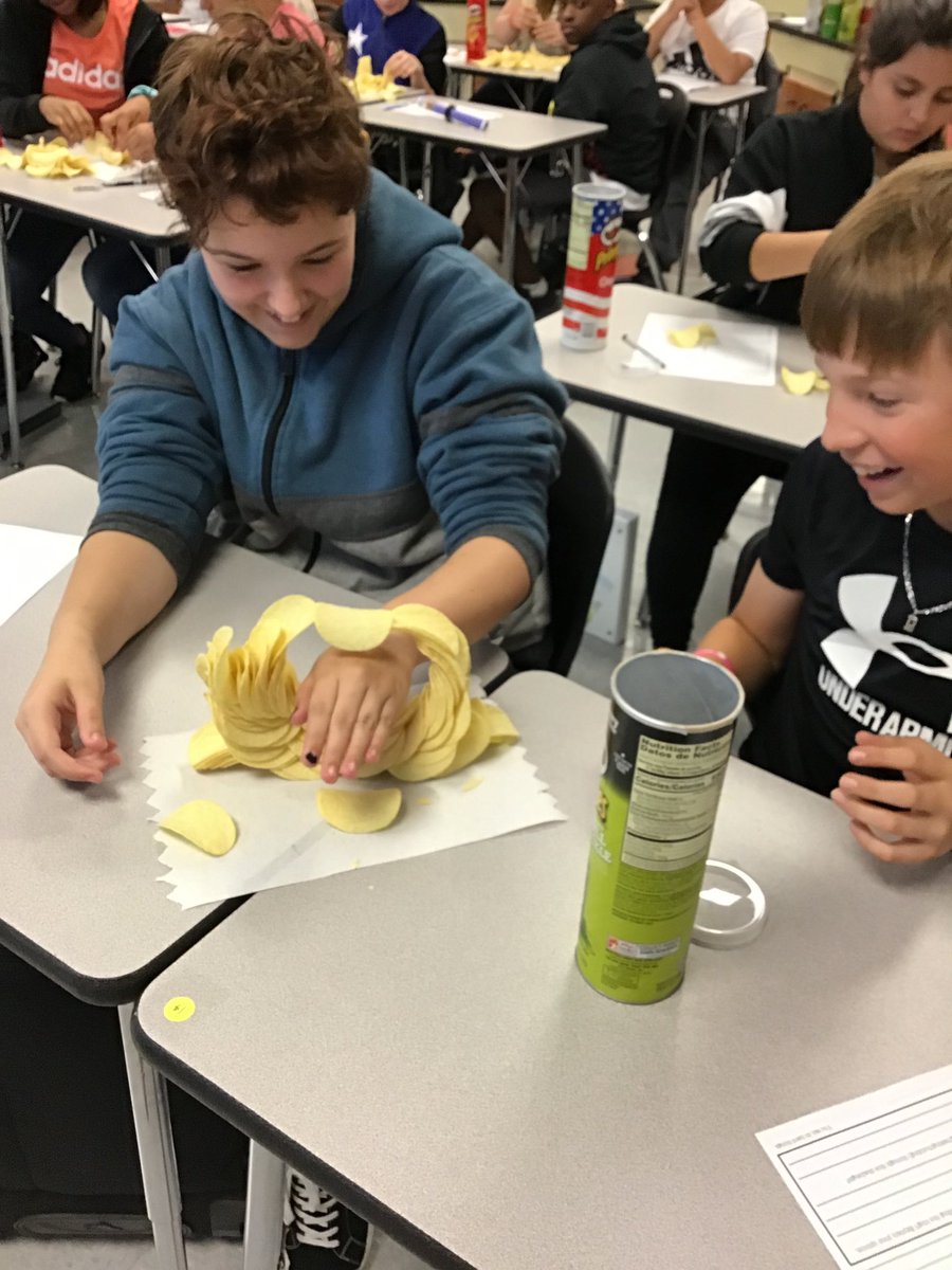 lubbockcooper's tweet photo. Is it lunchtime yet?! These LBMS students are building chip rings as part of a team building and engineering challenge in Ms. Parks’ science class! We're impressed! https://t.co/mpTevEFTEW