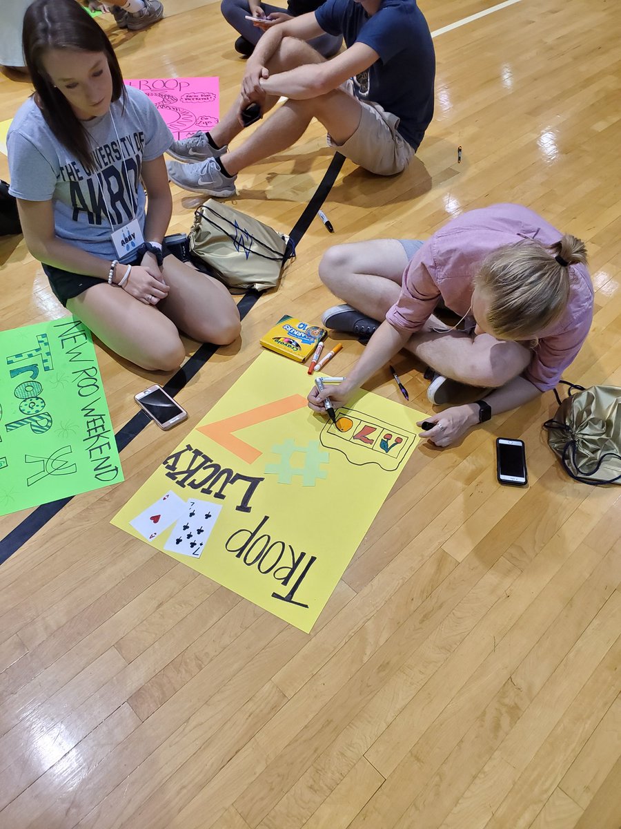 NewRooWeekend's tweet photo. A great day of #NewRooWeekend Leader training capped of by traditional Troop Sign making yesterday! A sneak peak at some of our NRWL's creativity! Look for yours Saturday. https://t.co/x4ns0V5v54