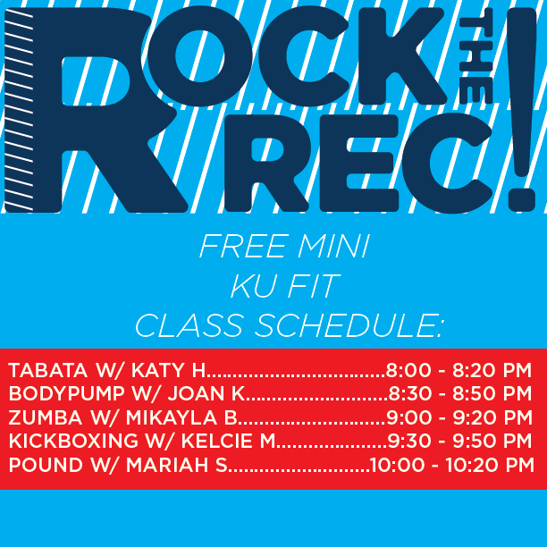 KUAmblerRec's tweet photo. 2 Days until Rock the Rec!! At Rock the Rec we're having FREE miniature #KUFit classes! This is a great way to get a feel for what the classes are like and get a short workout in! Try one or try them all! Here's the schedule1#RocktheRec #Fitness #Wellness #ASRFC 👯♂️🧘 https://t.co/Ry56pYsQL0