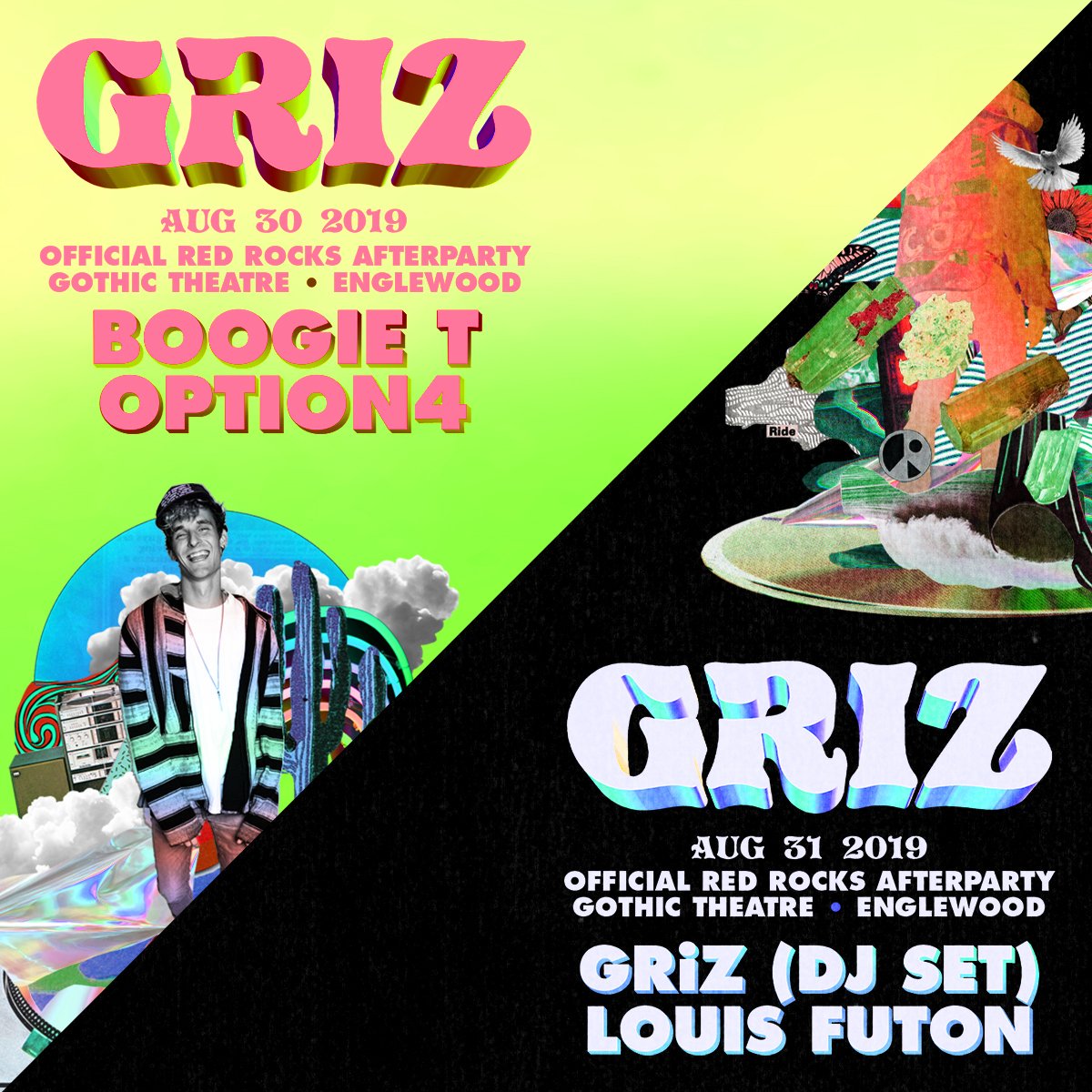 Griz's tweet photo. GRiZ rocks after-parties about to pop off 🔥🔥 Tickets on sale tomorrow 11am mt! https://t.co/iH8Clr7HDU
