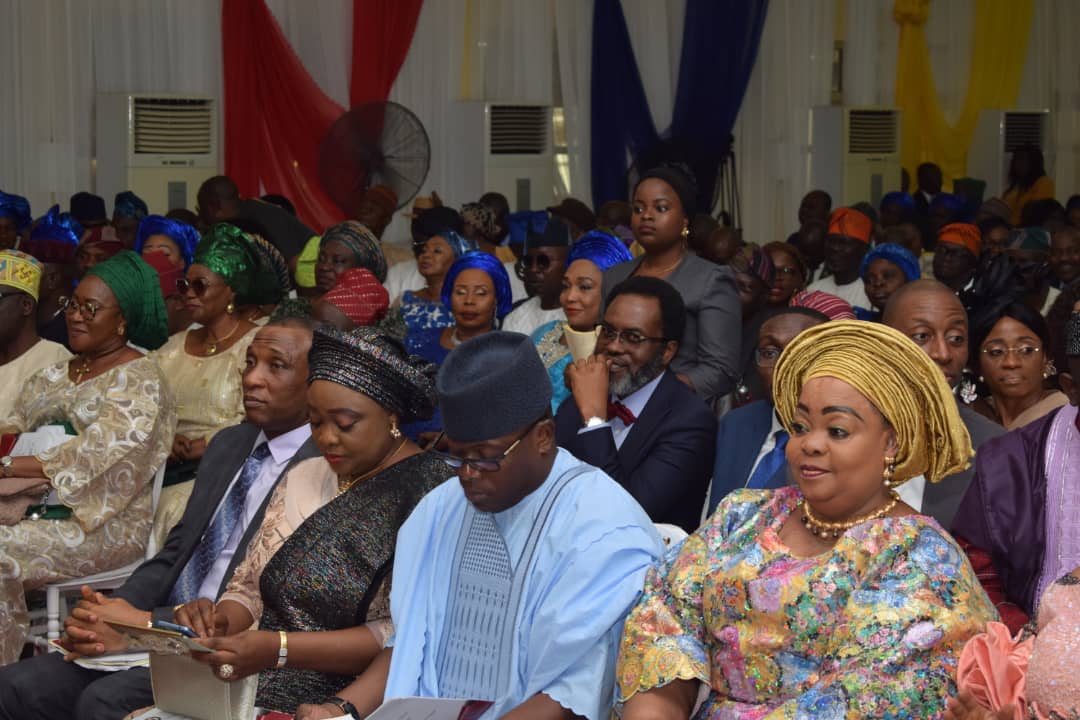 Lagos State Governor, Mr. Babajide Sanwo-Olu, his Deputy, Dr. Kadiri Obafemi Hamzat with the newly sworn-in State Executive Members during their Swearing-In -Ceremony at Adeyemi Bero Auditorium, Alausa today.