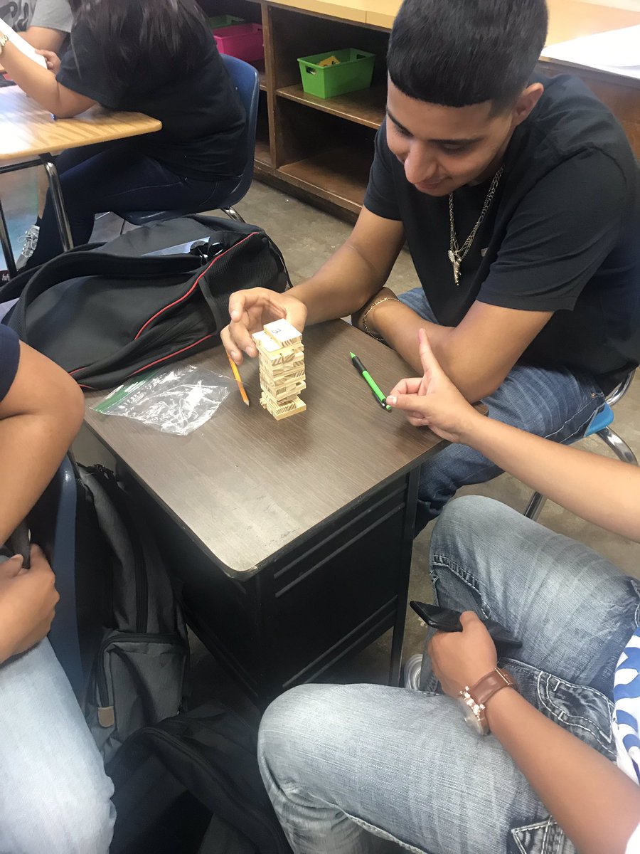 Algebra1Ms's tweet photo. Students playing a “Getting to know you” Jenga game for second day of school! #TylerIsd #JTLions https://t.co/aoOciTs69Z