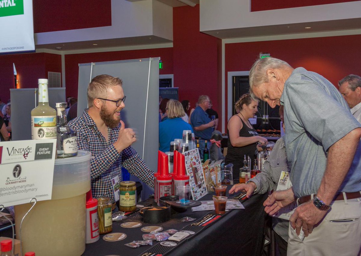 VintageSpokane's tweet photo. The @BloodyMaryMan always brings the goods to Vintage Spokane! This year attendees got to sip on Demitri's custom cocktails made with local craft spirits: Demitri's Red Snapper and Demitri's Low-Cal Margarita. So delicious! https://t.co/jVTIwV32XL