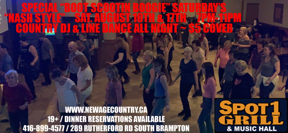 Saturday Nights! 🎵⭐️🕺

LINE DANCING with DJ Stormin' Norman - "Country DJ" from 7 to 11pm.

[Cover $5]

#spot1live #livemusic #countrymusic #linedancing #dancing #brampton