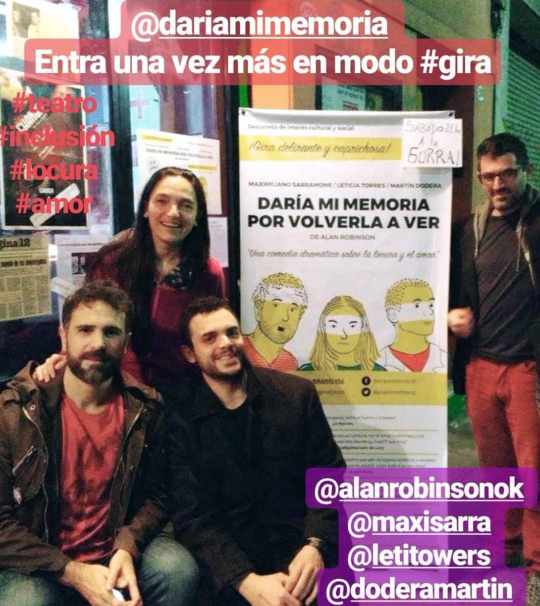 maxisarramone's tweet photo. Este sabado una nueva funciòn de "Daria mi memoria por volverla a ver" En cara a cara Teatro ( Lascano 2895. C.A.B.A) A La GORRA #VillaDelParque #Teatro #Locura reservas al #whatsapp 1551253395 https://t.co/hzbtdEi6nN