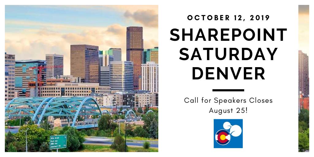 EricaToelle's tweet photo. SharePoint Saturday Denver is October 12th! The call for speakers closes on August 25th. Hope to see you there!
https://t.co/7PrrvNaE8H @SPSColo #SPSColo https://t.co/wZfBvcYxuH