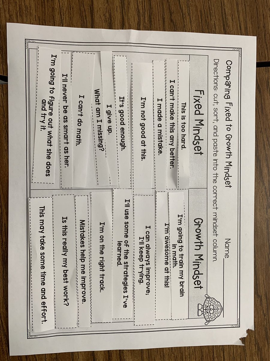missbrownstein's tweet photo. Fixed vs growth mindset sort https://t.co/c1oCOhO3s4