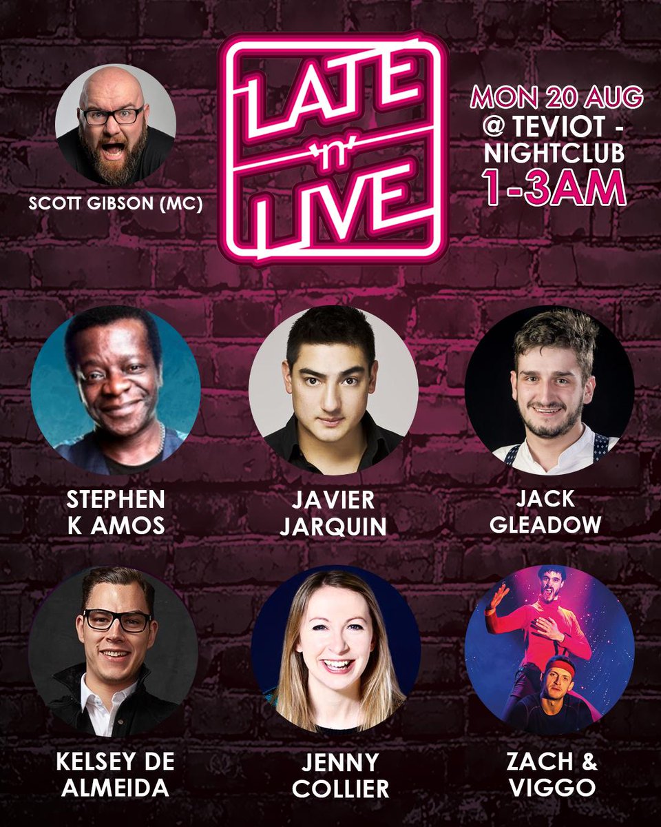 Another stellar line up at #latenlive tonight.
MC <a href="/BigScottGibson/">Scott Gibson</a>
 w/ <a href="/stephenkamos/">Stephen K Amos</a>, <a href="/ThisJavier/">Javier Jarquin</a>, <a href="/JackGleadow/">Jack Gleadow (As In Meadow)</a>, <a href="/kelseystandup/">كود خصم فوغا كلوسيت ULV كود خصم فوغاكلوسيت</a>, <a href="/Jenjencollier/">Jenny Collier</a> &amp;  <a href="/Zach_Viggo/">Zach & Viggo</a> 😍BOOK HERE: tinyurl.com/y5s92can OR limited 241's available only at the box office. Get in &amp; GIE IT LALDY!