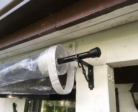 TarpsNow1's tweet photo. Custom 20 Mil Clear Vinyl Curtain creatively installed by a Boston area customer to protect this pleasant summer kitchen from the rain when the need arises. A steel pipe was inserted in the bottom pocket of the curtain for added support when in use.
#ClearVinyl #CustomCurtain https://t.co/bBuj23FyAc