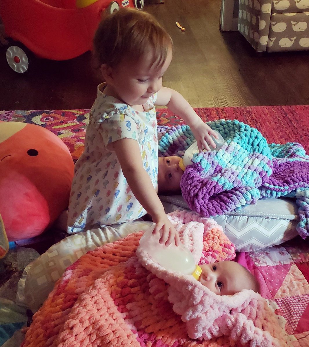 cjtessener's tweet photo. #proudparentmoment: my toddler's  world was rocked 3 short months ago when we had not just one, but 2 more babies. Seeing her love &amp; care for her sisters in such a natural and tender way helps me know something in the world is right 🥰 https://t.co/LssHBKiWb4