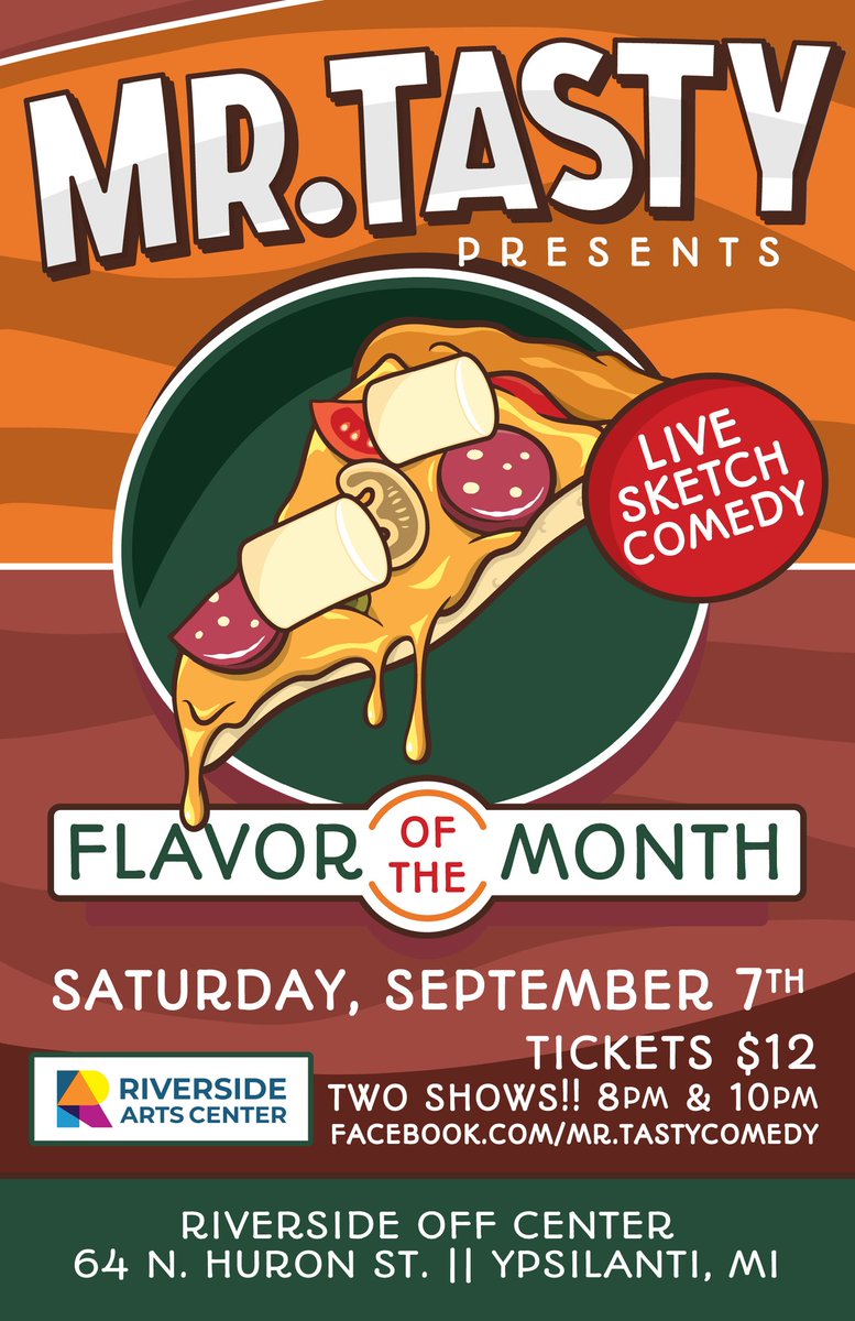 MrTastycomedy's tweet photo. Friends! Mark your calendars, cause Mr. Tasty returns Sept 7 @RAC_ypsilanti for an ALL NEW SHOW! Come see us perform amazing sketches we wrote. Grab your tickets now, cause we wouldn't be surprised if it sells out. We hope to see you there! #sketchcomedy #Ypsilanti #AnnArbor https://t.co/j5tjFyQuVI