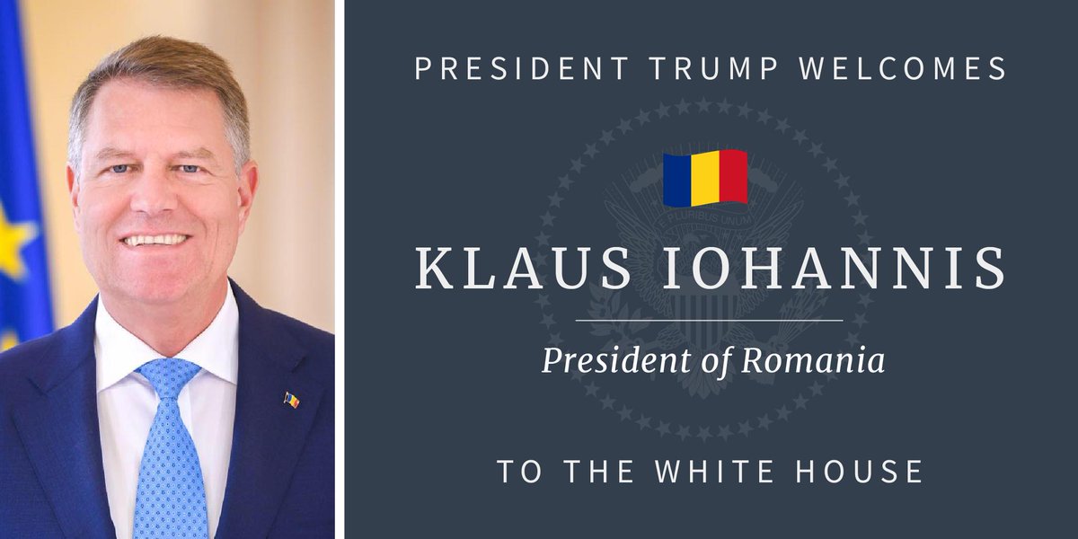 WhiteHouse45's tweet photo. This afternoon, President @realDonaldTrump will welcome President @KlausIohannis of Romania to the White House! https://t.co/ngf1cxb16W
